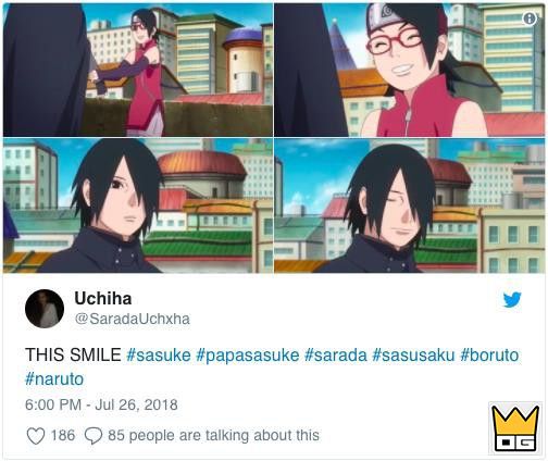 Fan Naruto mừng hết cỡ khi thấy Sasuke hạnh phúc trong hậu truyện Boruto 3 Nụ cười của Sasuke khiến fan rất tâm đắc.