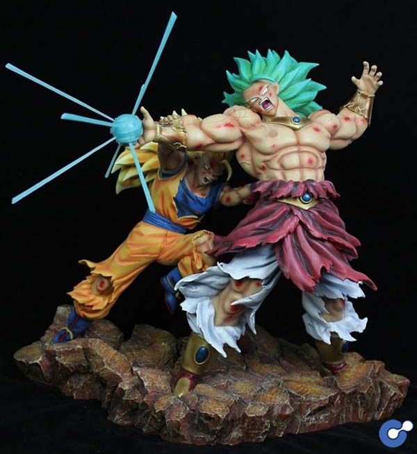 MODEL FANS Anime Dragon Ball Z 35cm Super Saiyan 3 Son Guko VS Brolly Broli Resin