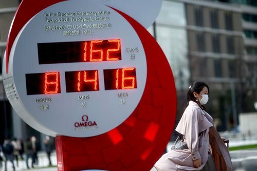 Nhật Bản và nỗi lo Olympic Tokyo 2020 1 Đồng hồ đếm ngược ngày khai mạc Thế vận hội 2020 đặt tại Tokyo hôm 16-3 Ảnh: REUTERS