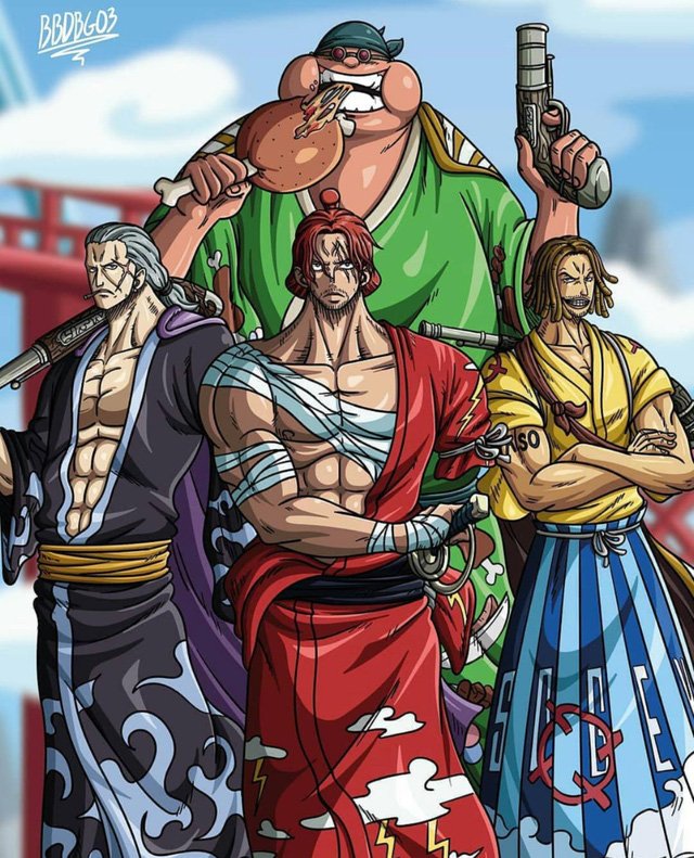 One Piece: Ngẩn ngơ ngắm Tứ hoàng Shanks cùng 3 thành viên mạnh nhất băng Tóc Đỏ diện trang phục Wano quốc 3 Bức ảnh "bộ ba quái vật" cùng thuyền trưởng Shanks cực ngầu trong trang phục truyền thống của Wano
