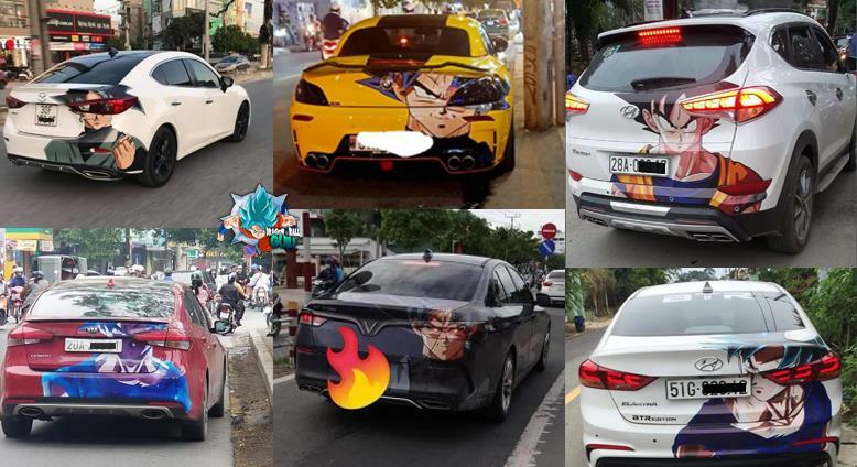Xuất hiện hàng loạt ôtô dán decal Dragon Ball bon bon trên khắp tuyến phố Việt Nam