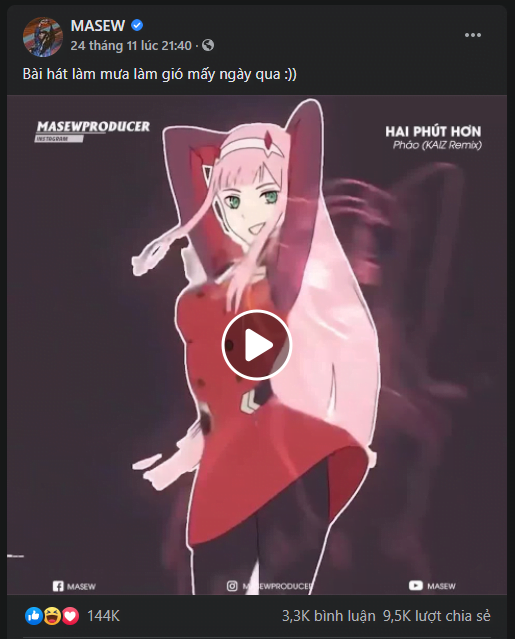 Zero Two bỗng hot trở lại nhờ trào lưu 2 Phút Hơn Remix